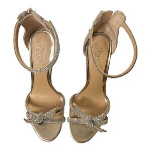 NEW Badgley Mischka Jewel Lexie Knotted Platform Block Heel Gold Size 7
